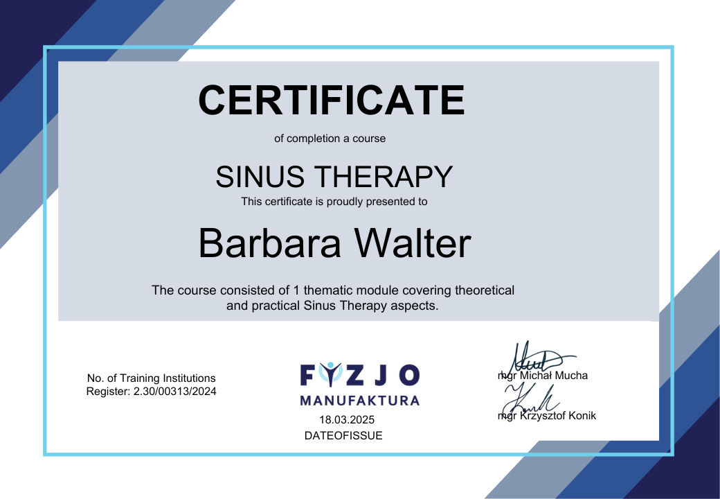 Sinus Therapy Certificate image